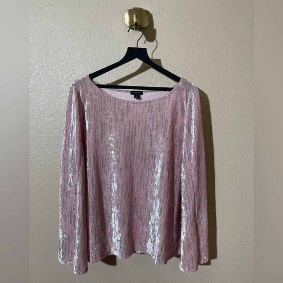 Halogen Pink Velvet Long Sleeve Top - Picture 1 of 7